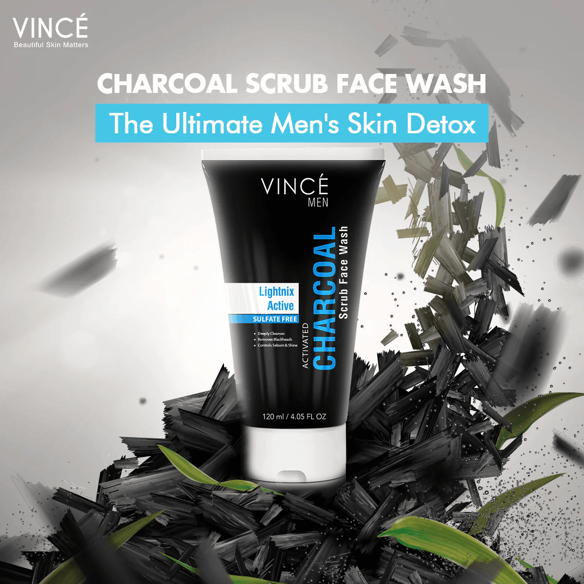 Vince - Activated Charcoal Scrub Face Wash for Men