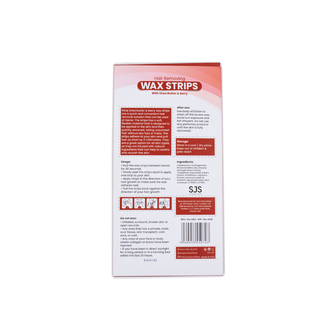Rivaj - Hair Removing Wax Strips (Shea Butter & Berry)