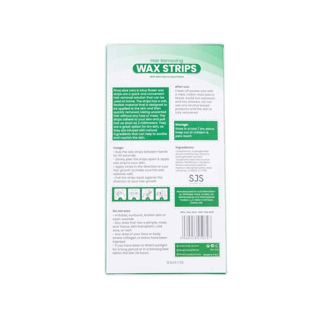 Rivaj - Hair Removing Body Wax Strips (Aloe Vera & Lotus Flower)